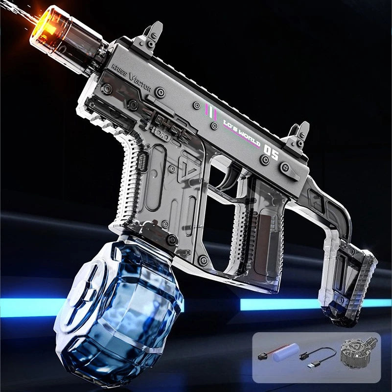 Electric Continuous Water Gun with Light Flame Effect Long Range Water Gun The Water-Sprinkling Festival Water Gun Kids Gifts