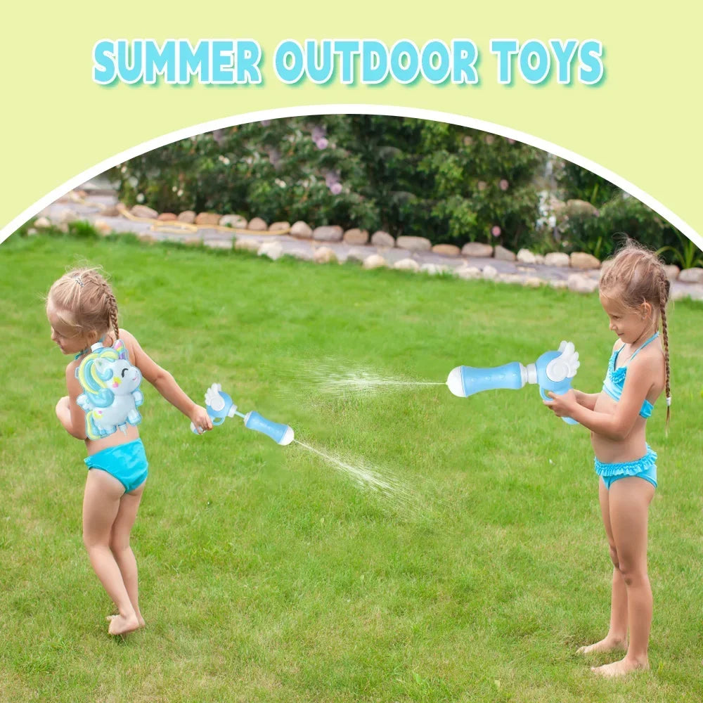 Children's Backpack Water Gun Pull Type Large Capacity Storage Summer Funny Parent Interactive Cartoon Backpack Water Gun