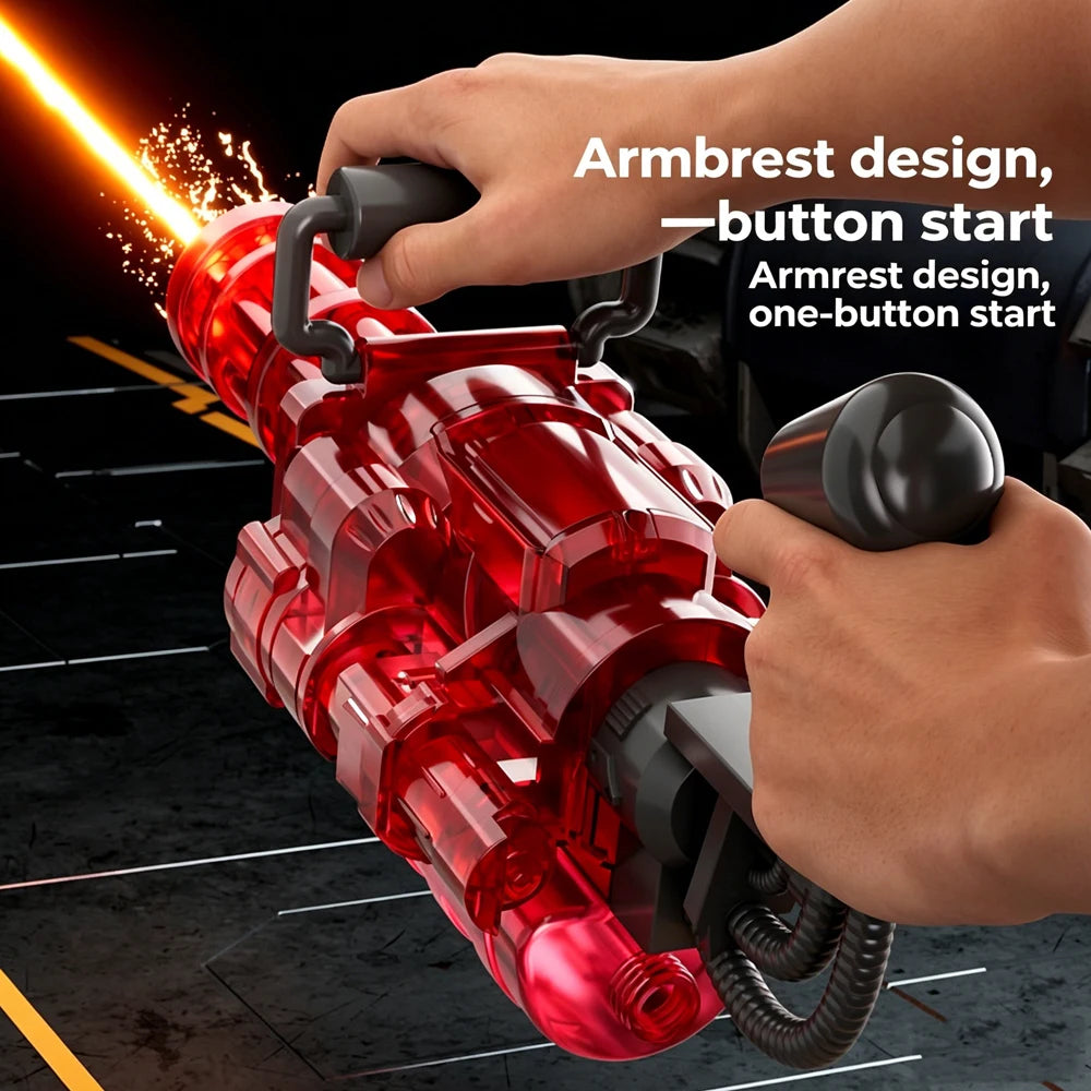 u Auto Gatling Water Cannon Rotating High-Pressure Large Capacity Gatling Water Gun Toy Adults Outdoor Summer Fun Play Kid Gifts