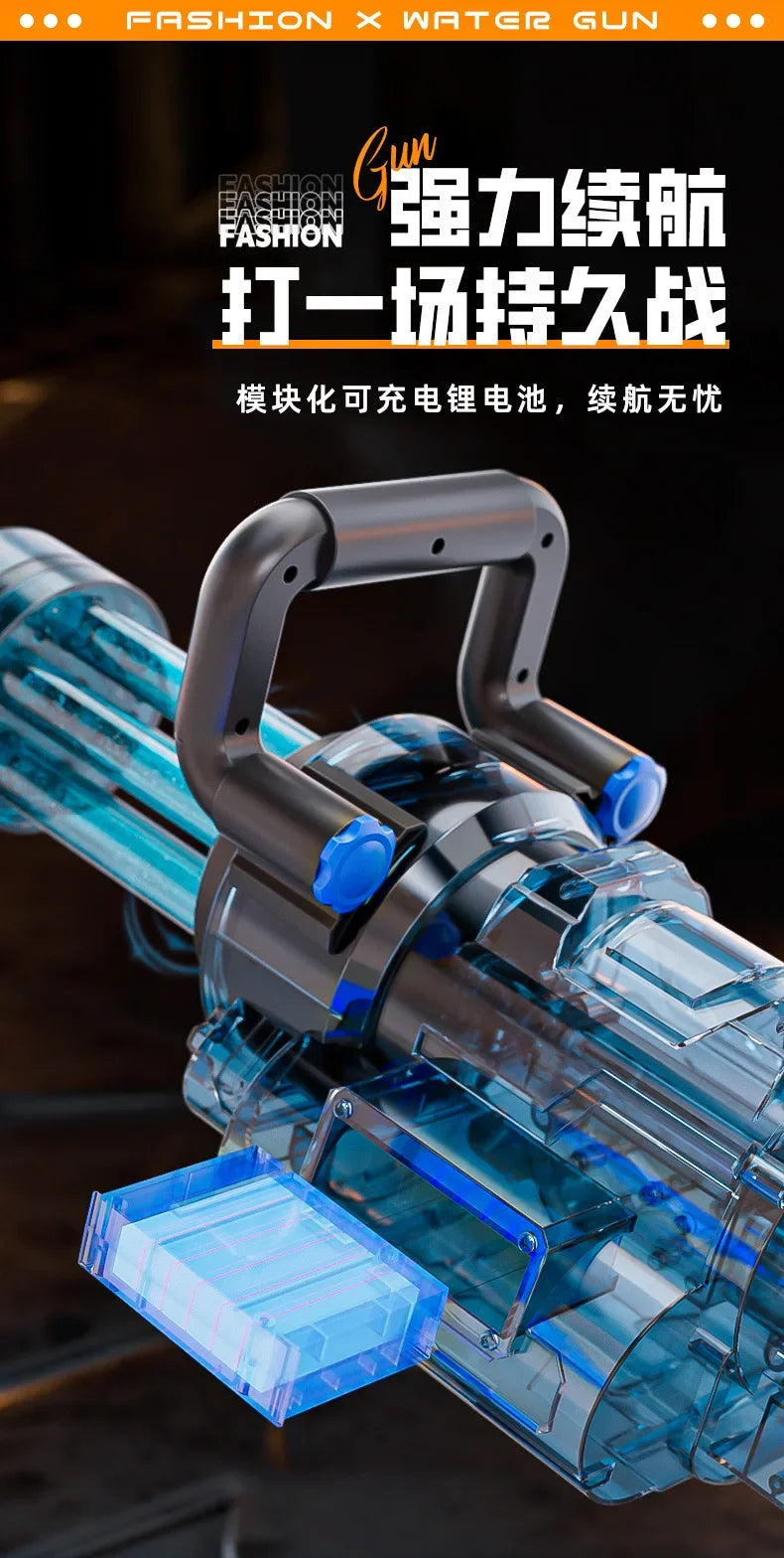 Rotating Gatling Water Gun, High Pressure Large Capacity Backpack Water Blaster for Outdoor Water Fight Children's Toy Gift