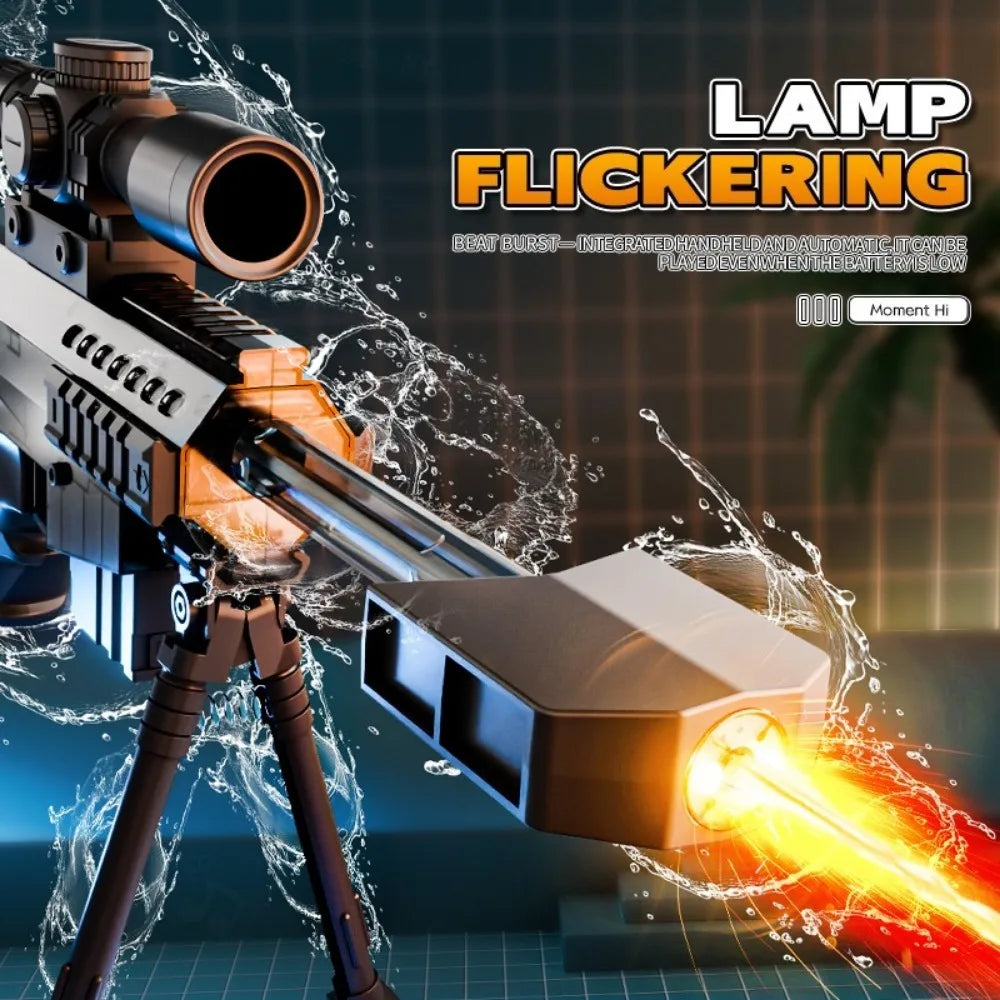 High Pressure Electric Sniper Water Gun Toy with Blowback Action Full Auto Rapid-Fire Summer Fight Games Toy for Kids Gift
