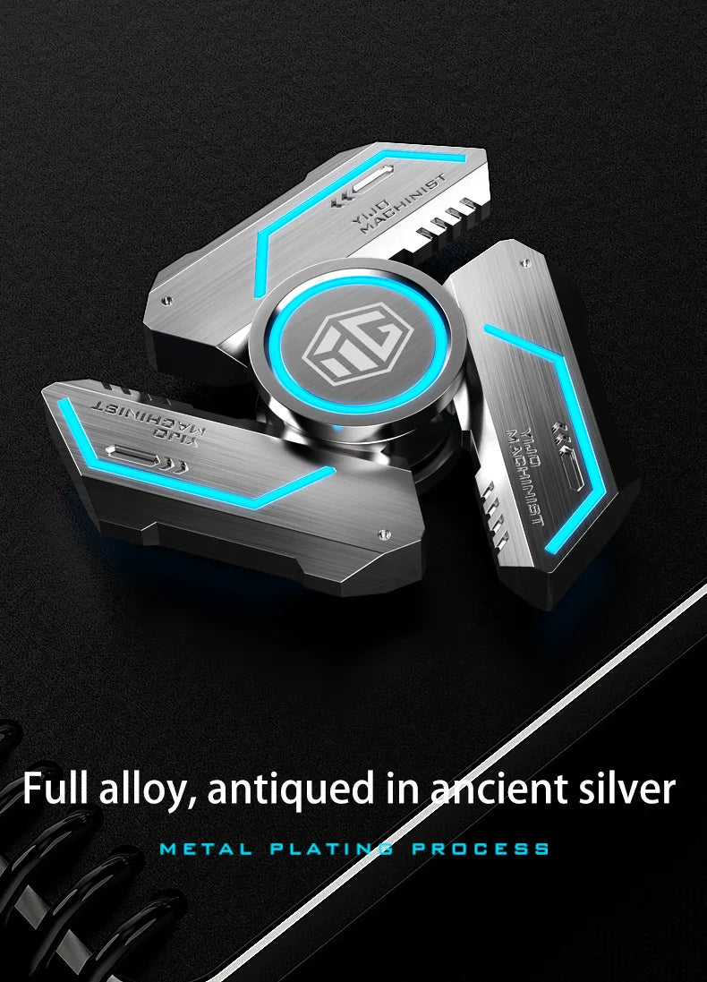 Luminous Fidget Spinner - Alloy Metal Hand Spinner Gyro Toy with R188 Silent Bearing, Light Up EDC Stress Relief for Adults Kids