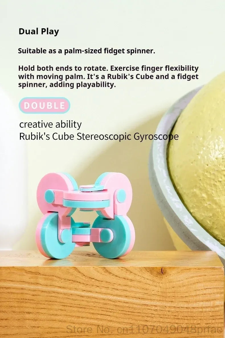 Fidget Flip Gyro 3D Cube 360 Degree Rotatable Fingertip Handheld Stress Relief Toy Creative Novelty For Adult Daily Gift