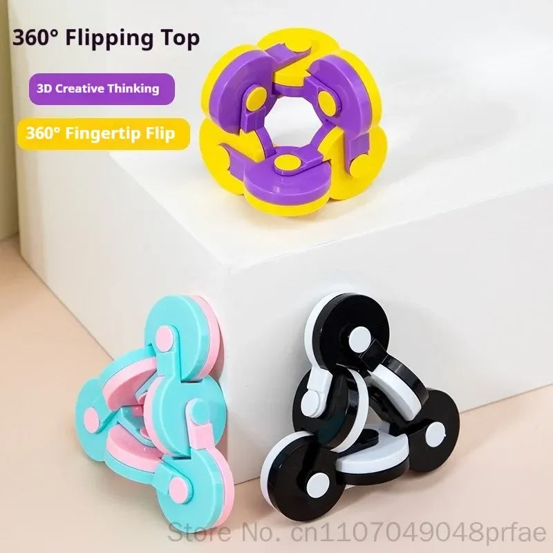 Fidget Flip Gyro 3D Cube 360 Degree Rotatable Fingertip Handheld Stress Relief Toy Creative Novelty For Adult Daily Gift