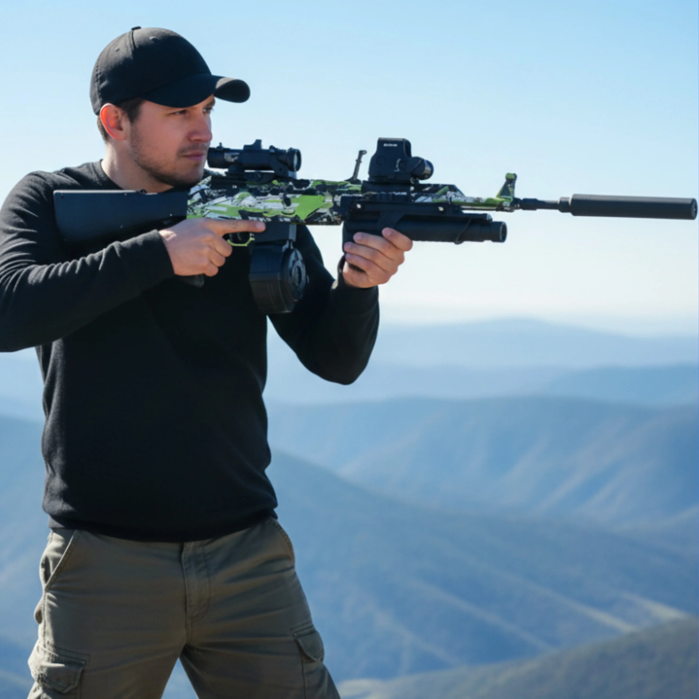 AK47 Gel Blasters Sniper Rifle - 32M Extreme Range, Full Auto Electric Gel Ball Blaster Gun for Adults, Outdoor Shooting Games