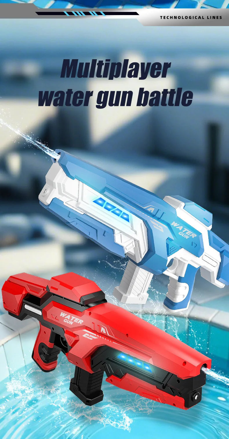 Electric Continuous-Fire Water Gun Toy High-Pressure Long-Range Automatic Water-Suction Spray Gun For Outdoor Children Pool Toys
