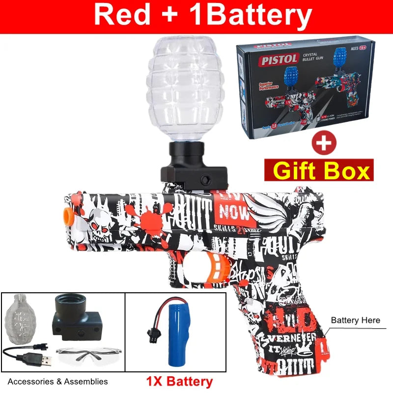 Electric Burst Splatter Blaster Toy Gun Gel Blaster Outdoor Shooting Games Gift for Boy Kids Adults (Bullets Excluded)