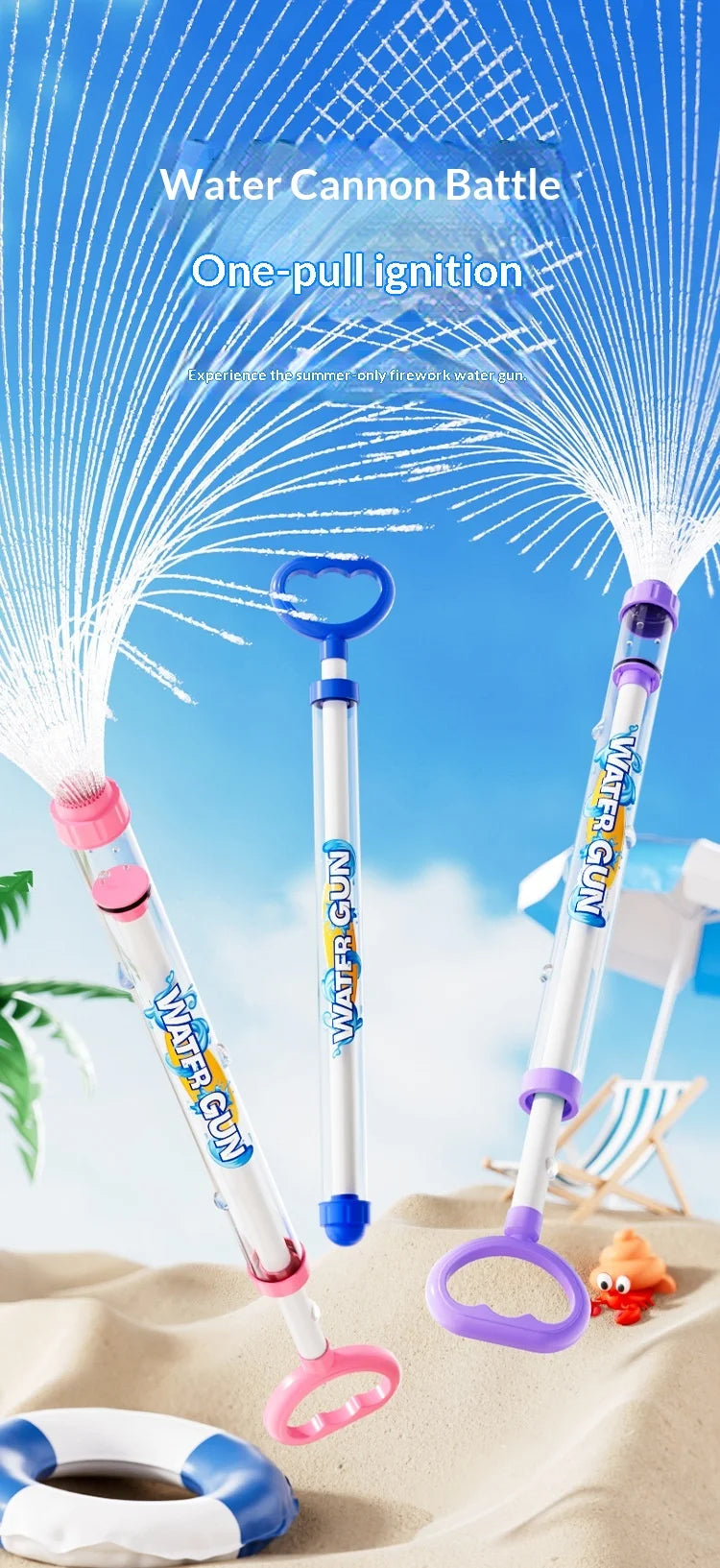 Fun Firework Effect Water Gun for Kids Large Capacity Pump Action 120° Scatter Water Cannon Summer Water Fight Essential Toy