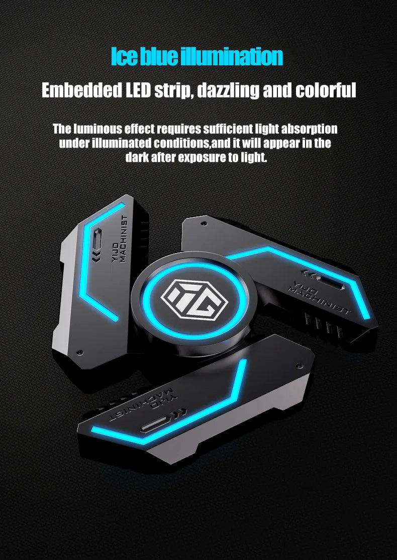 Luminous Fidget Spinner - Alloy Metal Hand Spinner Gyro Toy with R188 Silent Bearing, Light Up EDC Stress Relief for Adults Kids