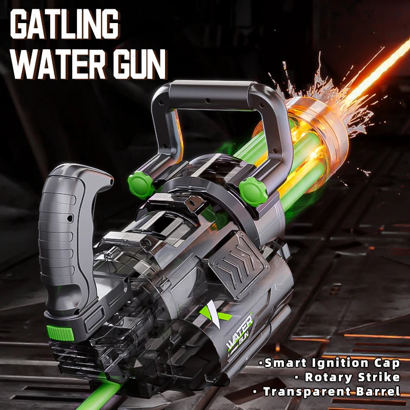 Adults Electric Water Gun Kids Gatling High Speed Powerful Shooting Children Automatic Water Blaster Backpack Summer Outdoor Toy
