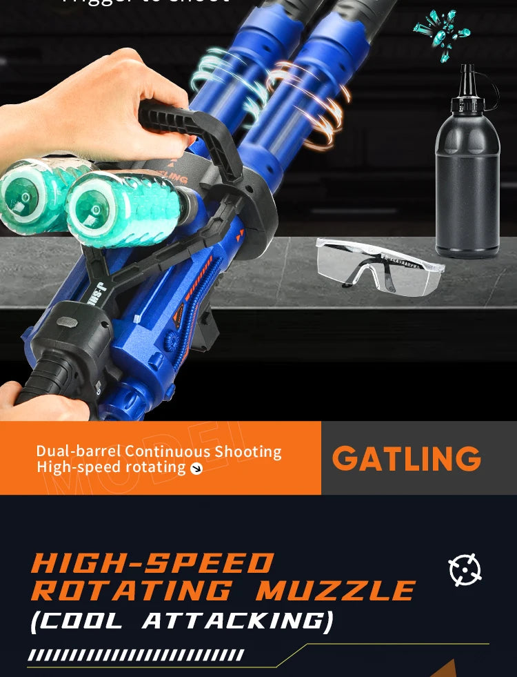 High-Speed Gatling Electric Ball Blaster - Fun for Kids and Adults, Rechargeable- Ideal for Outdoor Game Parties（No water bombs）