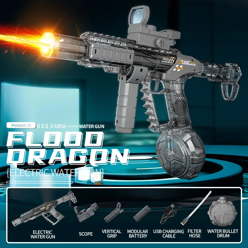 Flame Effect Electric Water Guns For Powerful Squirt Automatic Water Suction Water Blasters Summer Outdoor Beach Toy For Gift