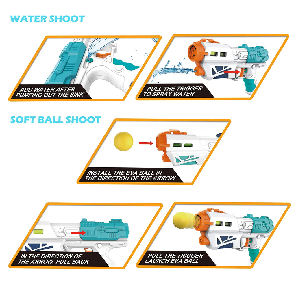 Super Water Gun Blaster Pistol Foam Ball Popper Air Toy Guns with 12 Foam Balls Kids Shooting Game Squirt Guns for Swimming Pool