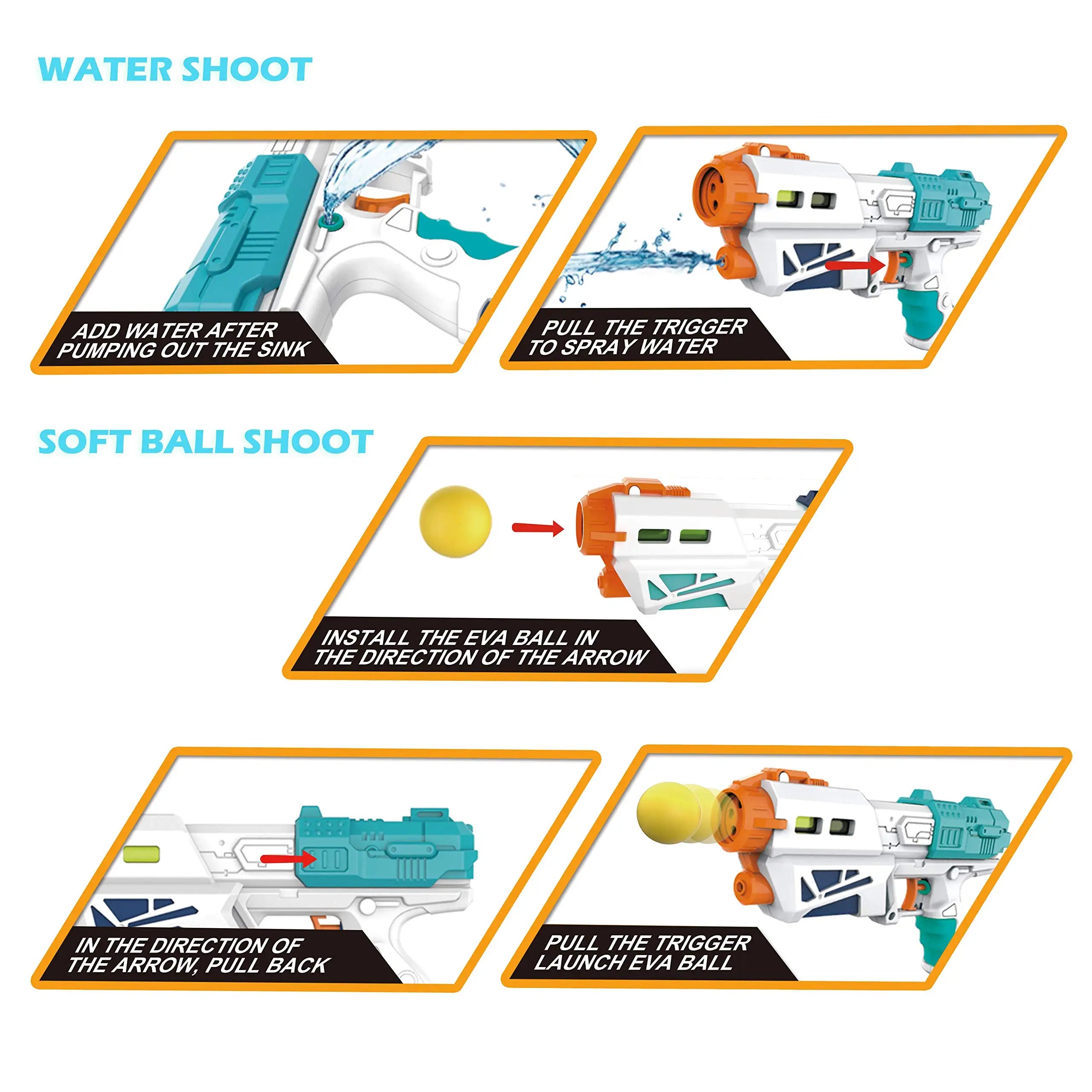 Super Water Gun Blaster Pistol Foam Ball Popper Air Toy Guns with 12 Foam Balls Kids Shooting Game Squirt Guns for Swimming Pool