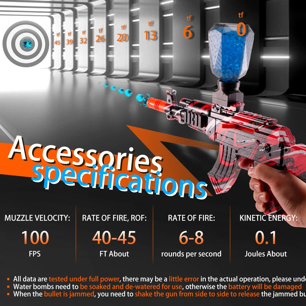 High-Speed AK Electric Ball Blaster - Fun for Kids and Adults, Rechargeable - Ideal for Outdoor Game Parties（No water bombs）