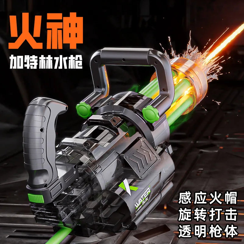 Rotating Gatling Water Gun Large High Pressure Large Capacity Backpack Playing Water Fight Children's Outdoor Toy