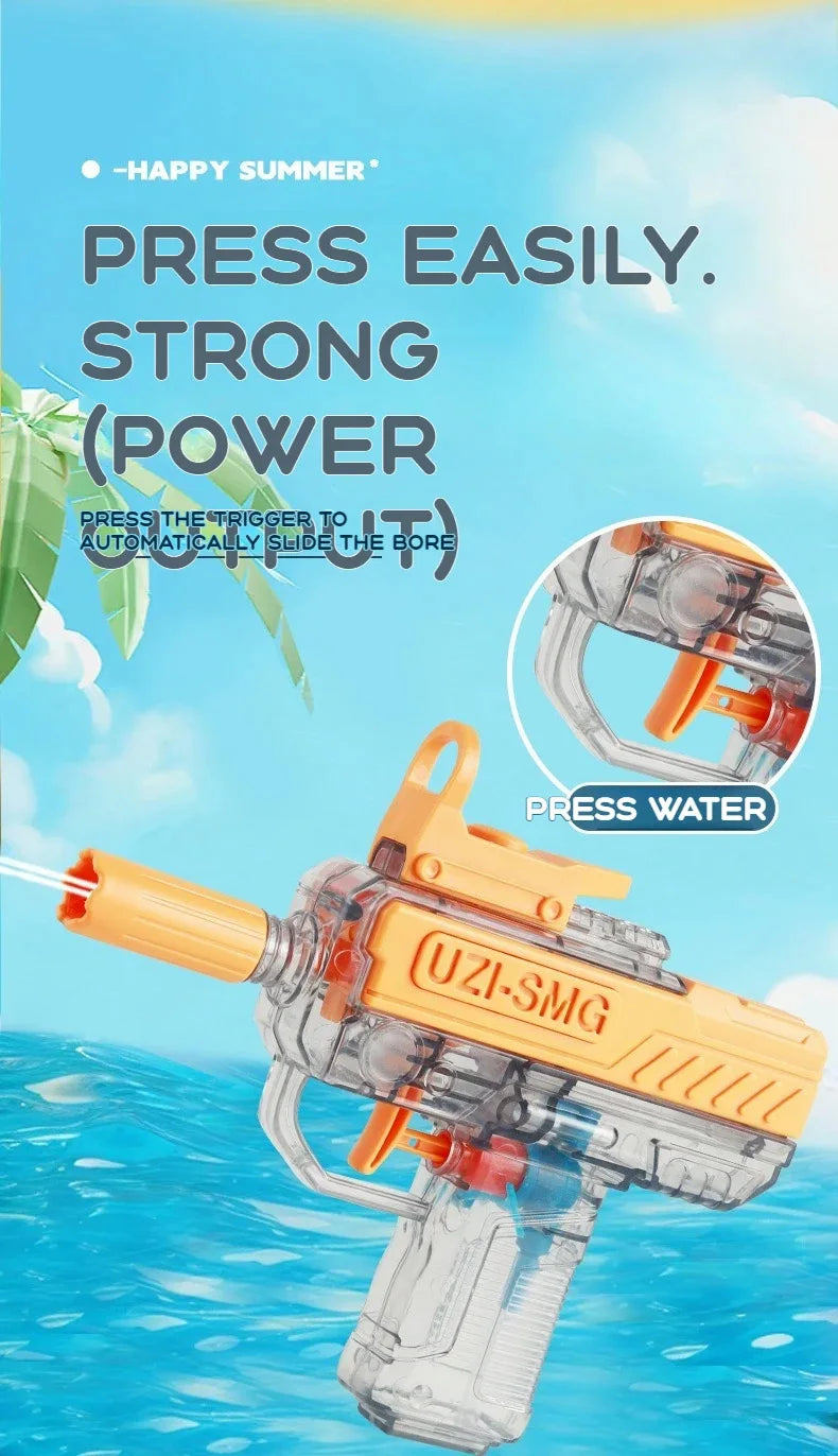 Summer UZI Water Gun non Electric Pistol High-pressure Full Automatic Shooting Water Beach Toy Gun For kid Adult birthday presen