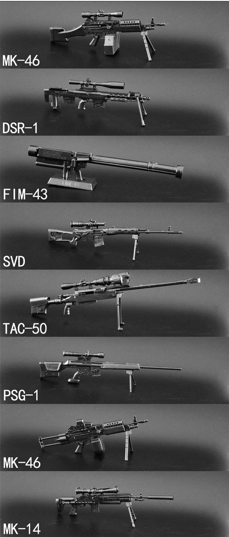1/6 Scale MK14 SVD DSR-1 Sniper Rifle TAC-50 M46 4D Assembly Plastic Gun Model Toy Exercises The Cerebrum Development Interest