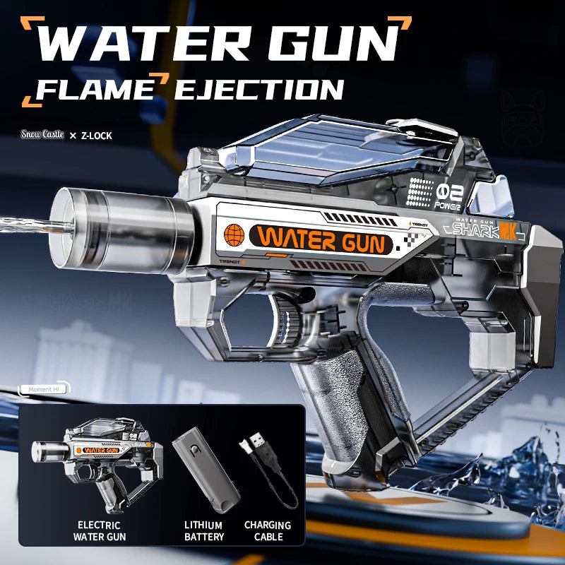 New adult electric water guns with lights, powerful with automatic water, summer outdoor and beach toys, great gifts for kids