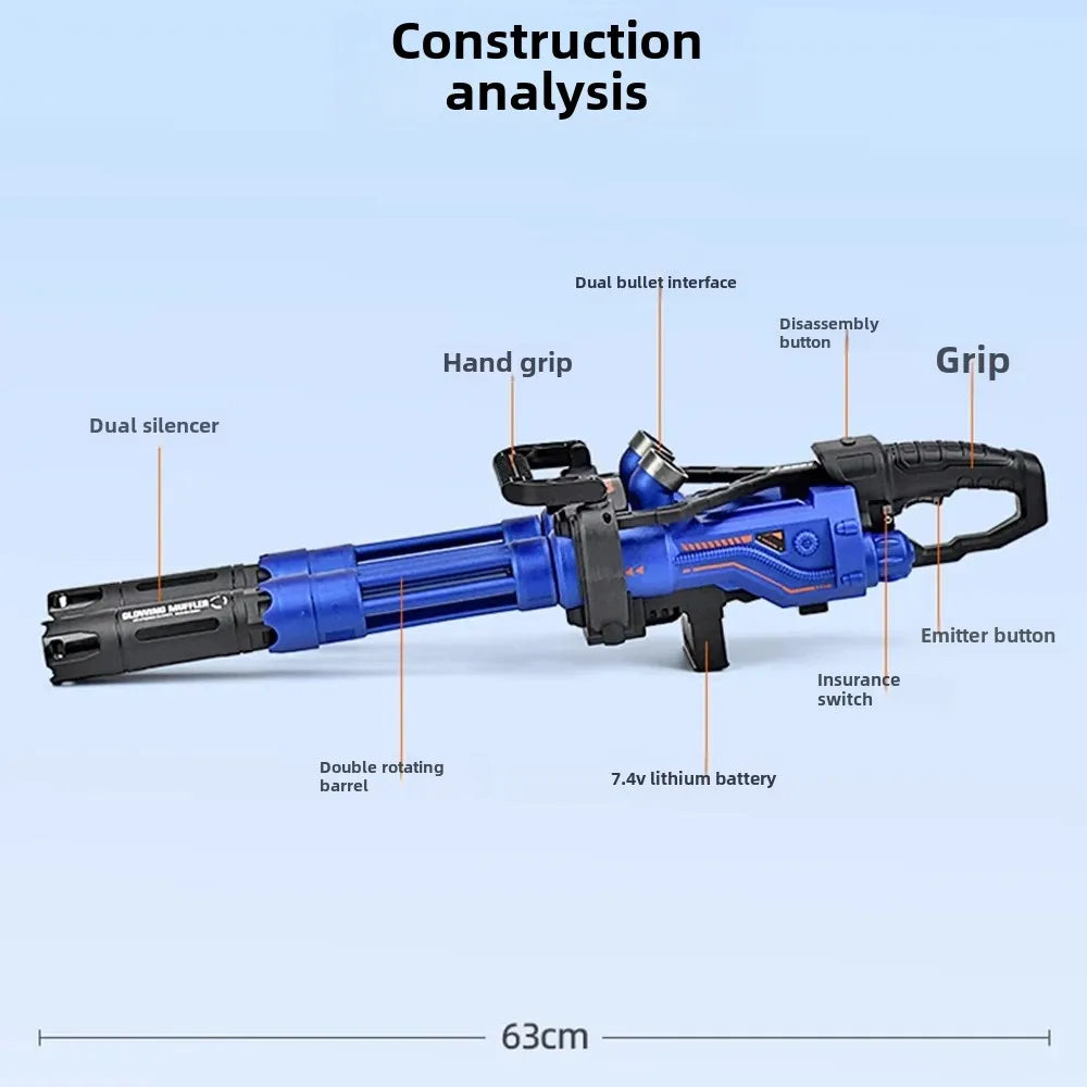 High-Speed Gatling Electric Ball Blaster - Fun for Kids and Adults, Outdoor Game Parties （Excluding water bombs)
