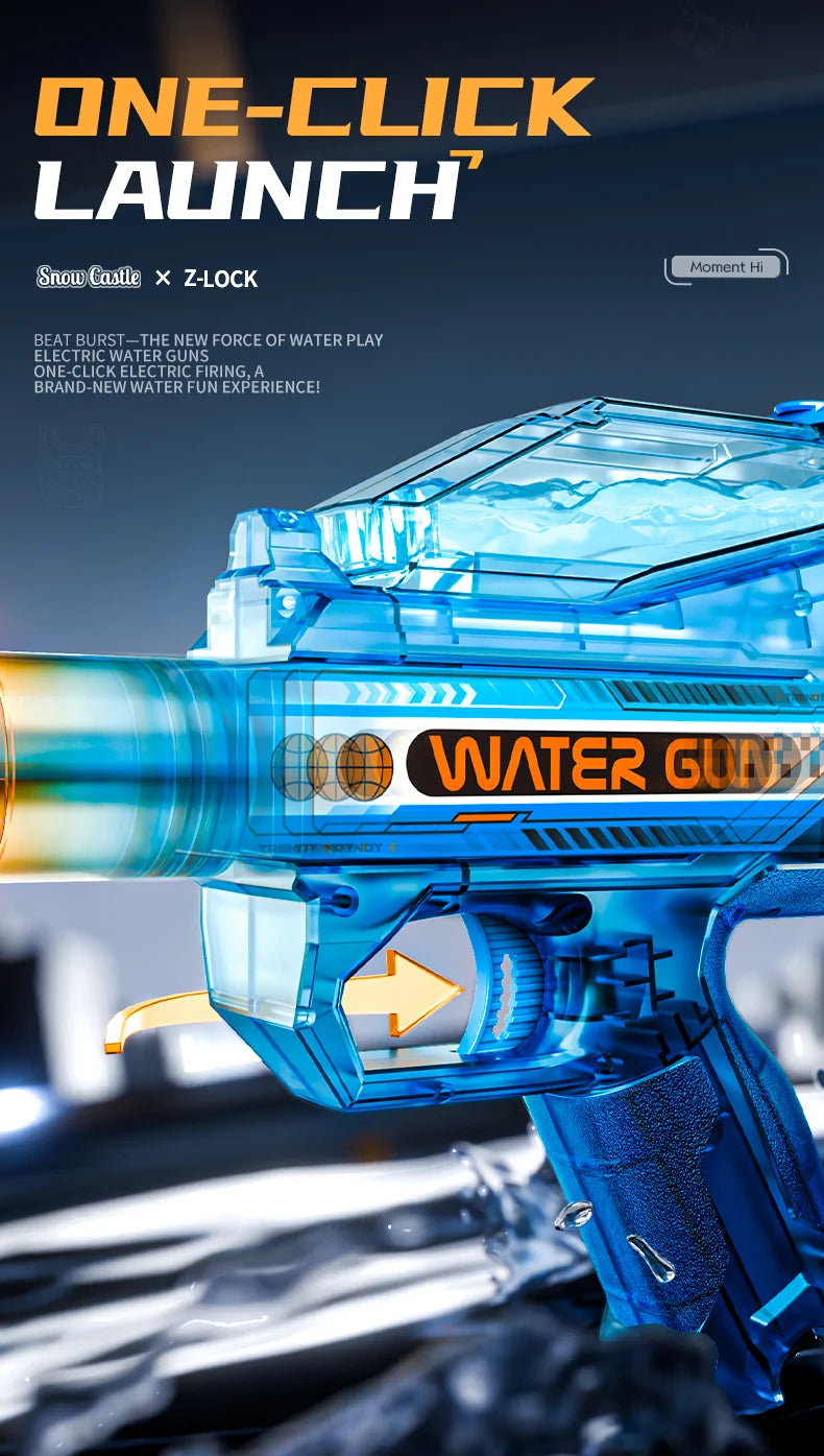 New adult electric water guns with lights, powerful with automatic water, summer outdoor and beach toys, great gifts for kids