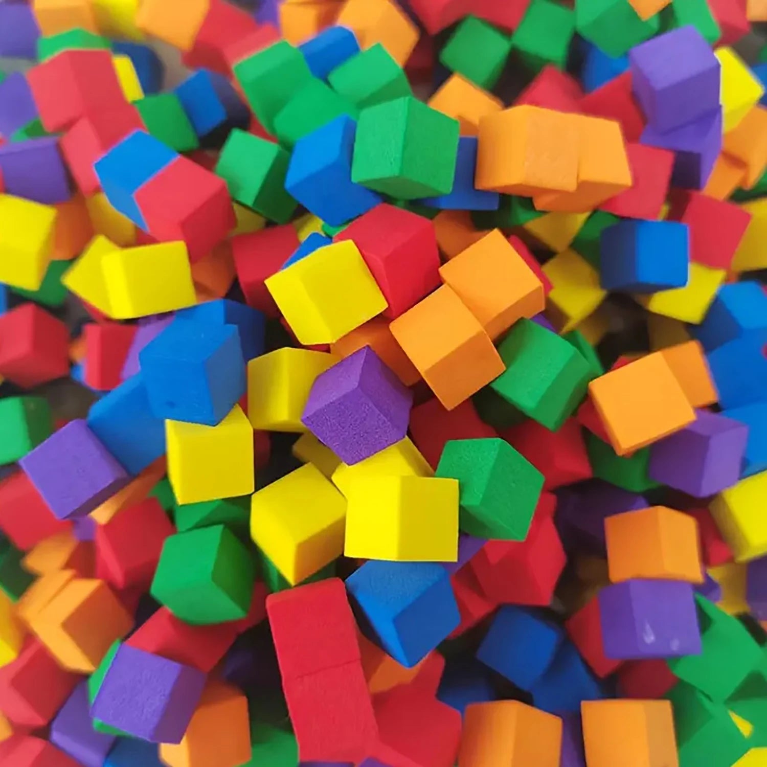 DIY puzzle and stress relief toys made of clay blocks, colorful cube blocks, and stress relief toys