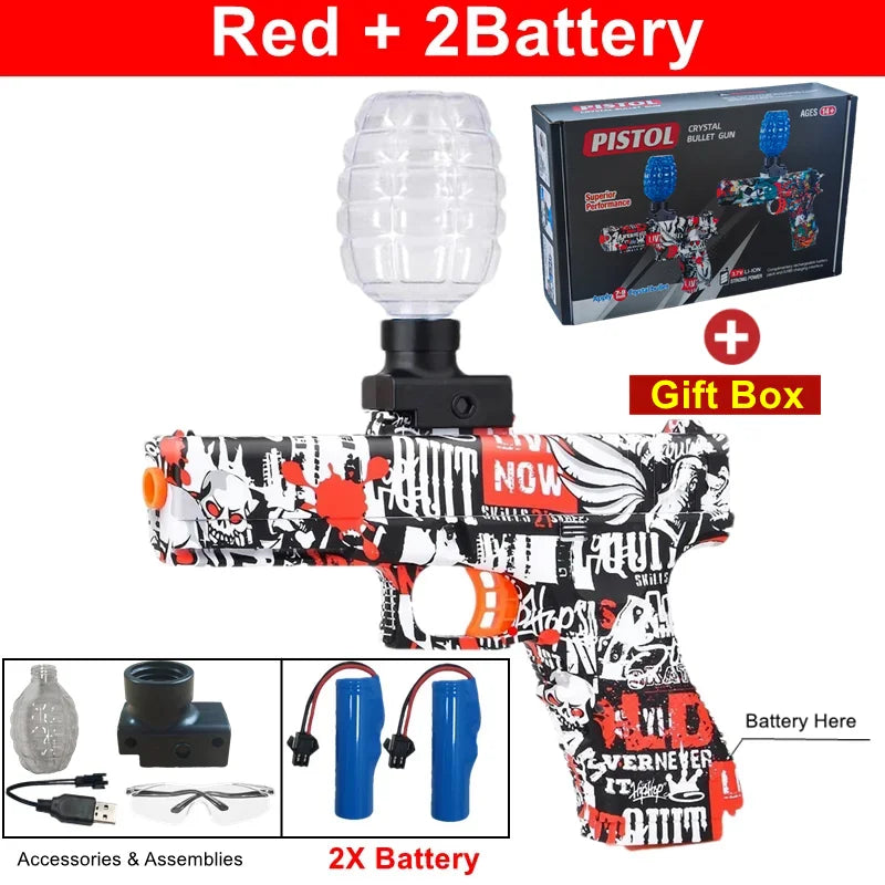 Electric Burst Splatter Blaster Toy Gun Gel Blaster Outdoor Shooting Games Gift for Boy Kids Adults (Bullets Excluded)