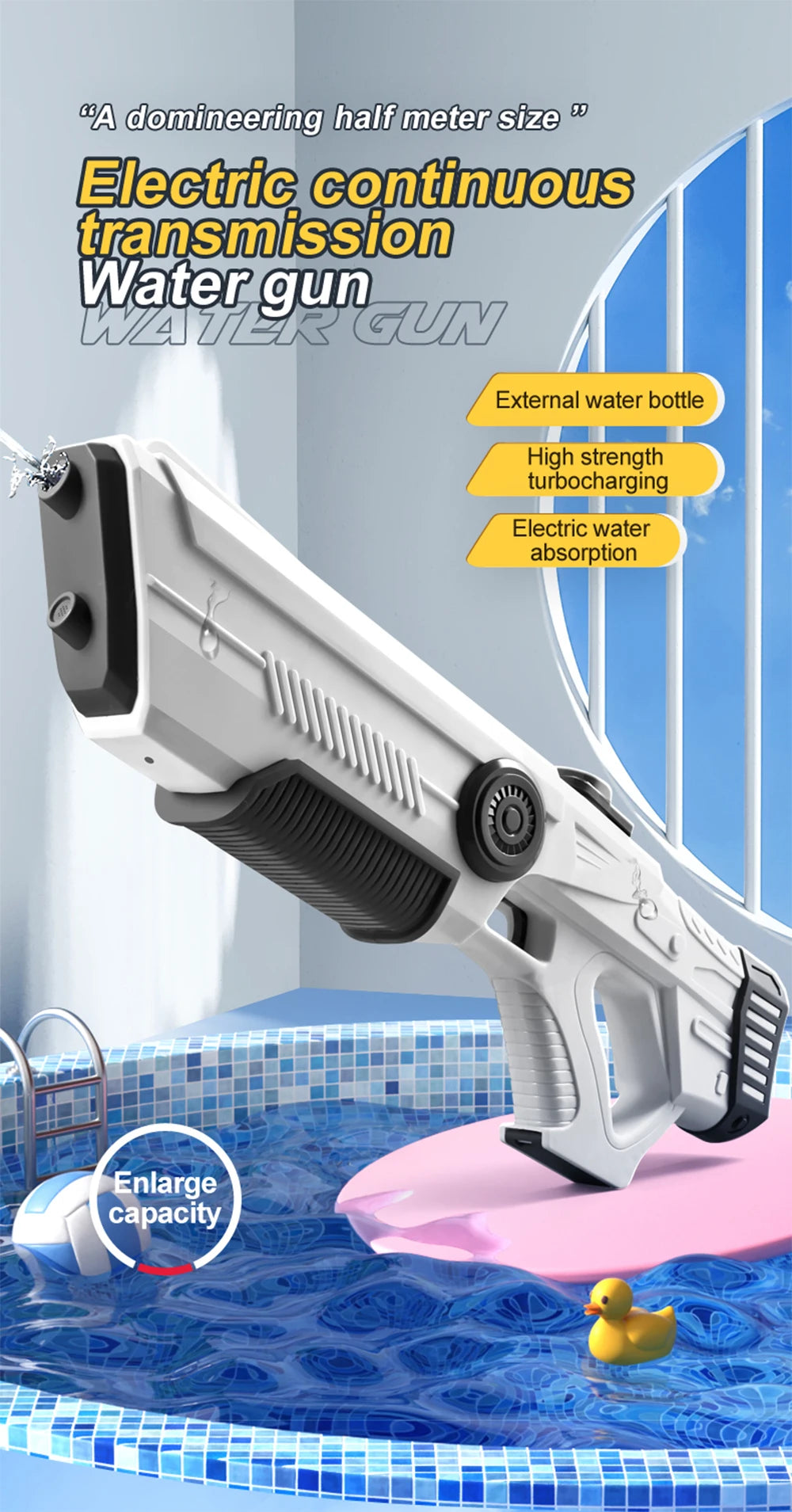 Electric Water Guns For Adults Powerful Squirt Automatic Water Suction Water Blasters Summer Outdoor Beach Toy For boys Kid Gift