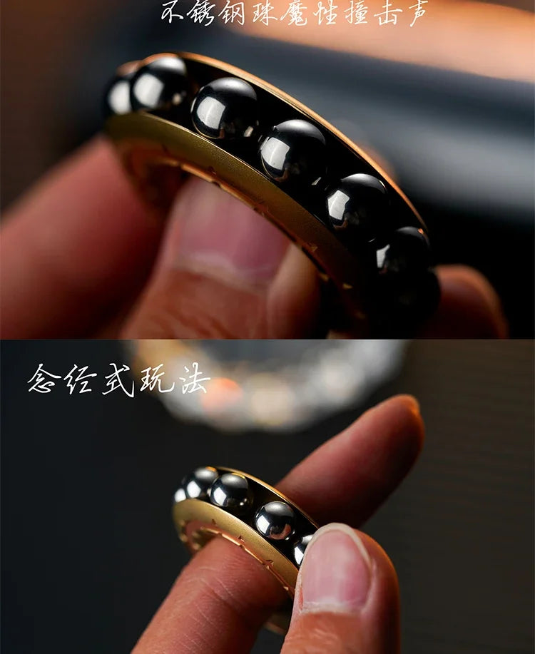 EDC Mechanical Beads Fidget Ring Push Slider Metal Mini Fun Stress Toys Tools