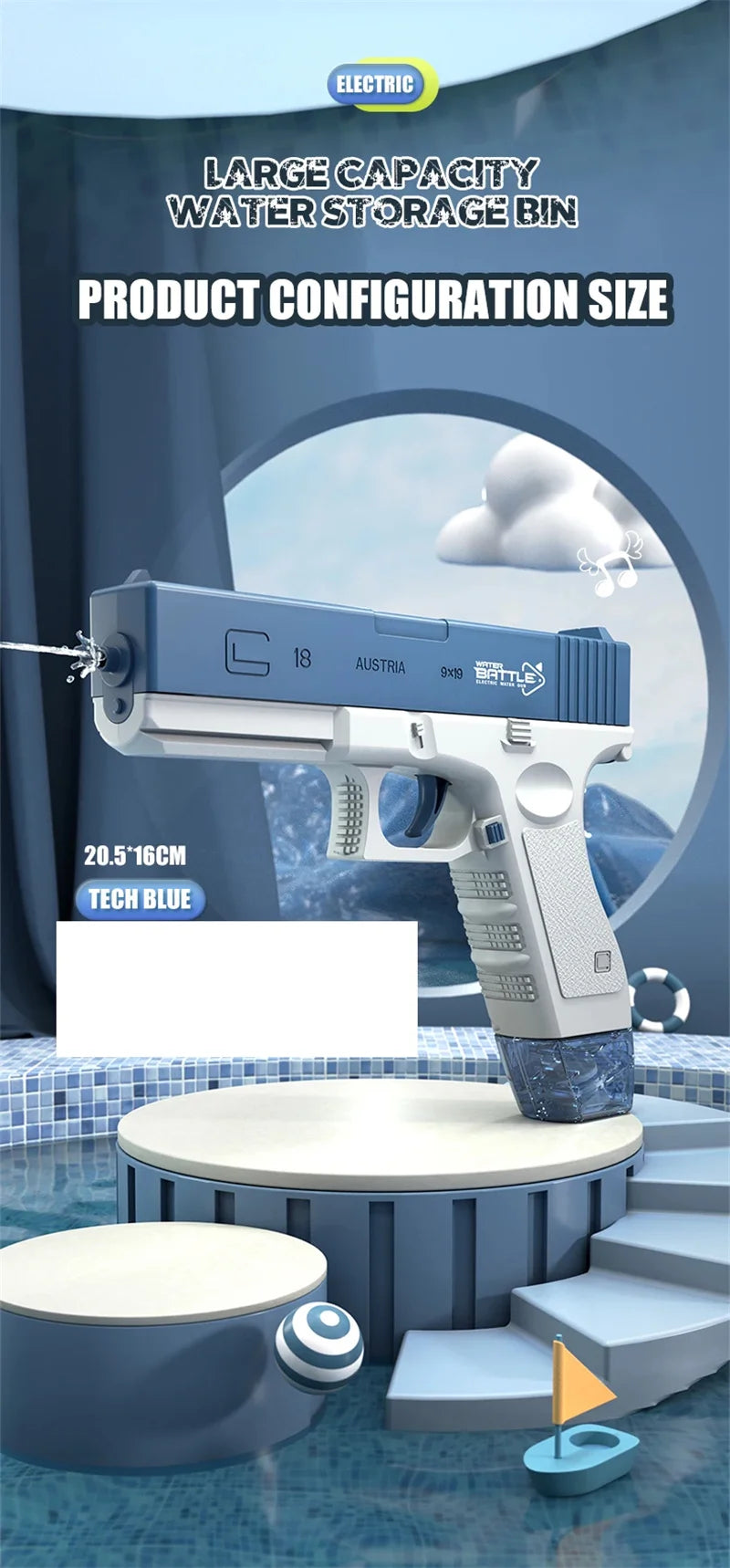 Electric Water Gun With Two Water Tank Automatic High-Power Water Blaster For Child Outdoor Games Summer Water Spray Gun Toys