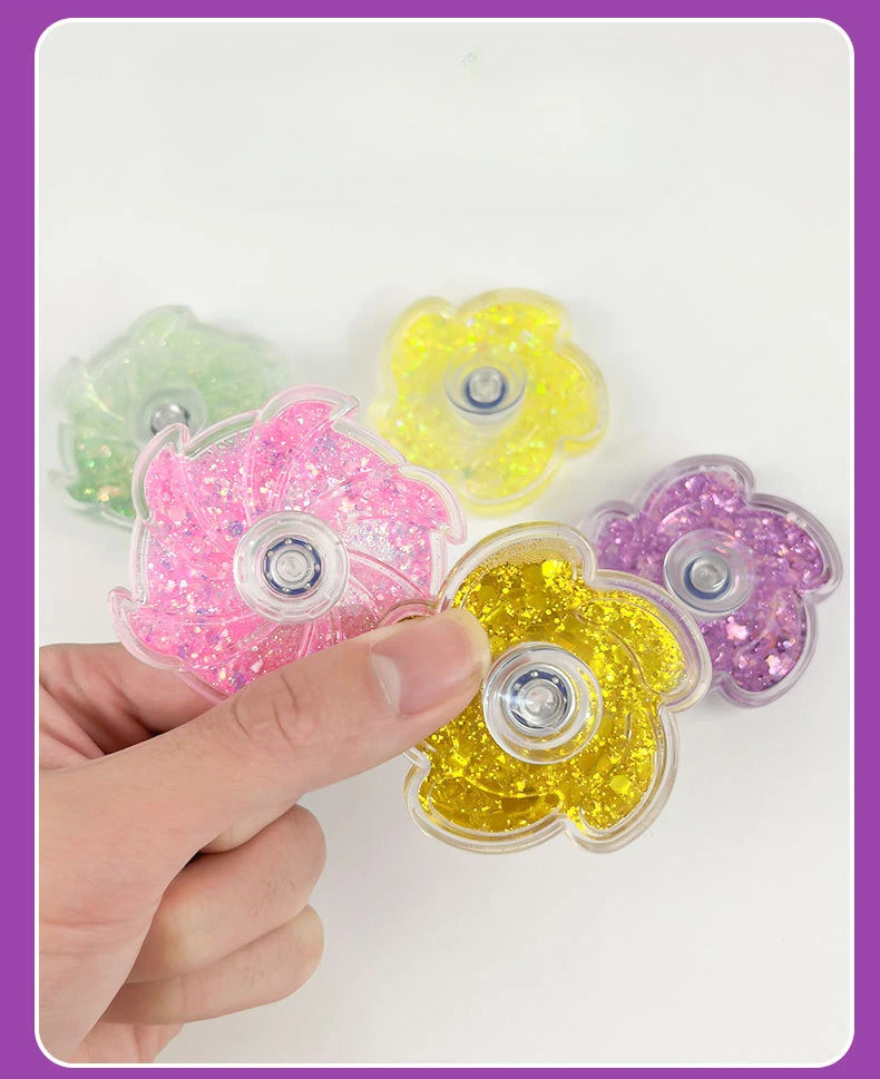Fidget Spinner Rustling Portable High Rotational Speed Petal-like Spinning Gyro Colorful Sequined Desk Stress Relief Toy Gifts