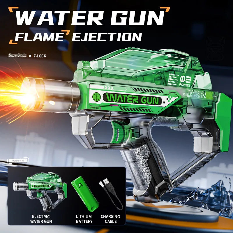 Electric Water Gun Toy Kids Water Squirt Gun with Lights and Sound Automatic Continuous Firing Watergun Beach Pool Outdoor Toy