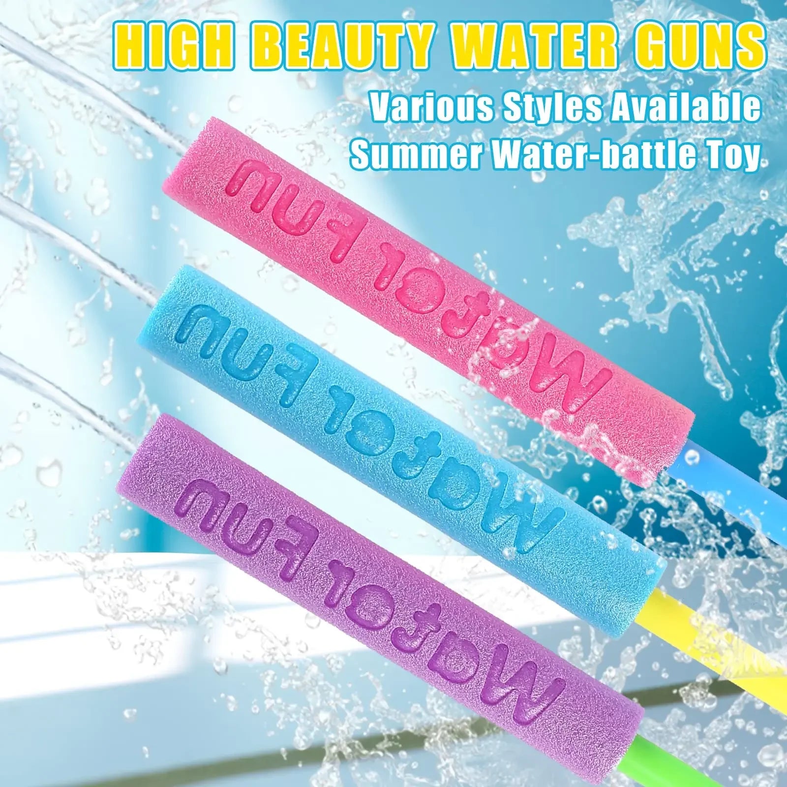 3Packs Water Gun for Kids Summer Foam Watergun Toys Water Squirter Soaker Blaster Outdoor Swimming Pool Beach Games Toys