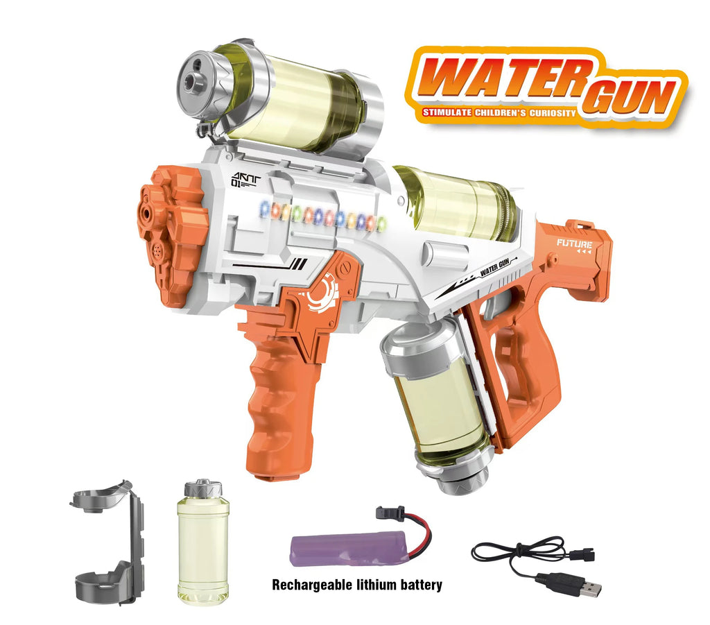 Large Capacity Automatic Water Gun Continuous Firing with Lights Rechargeable Electric Water Guns Beach Party Game Kids Boys Toy