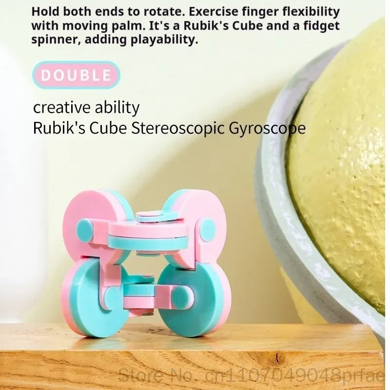 Fidget Flip Gyro 3D Cube 360 Degree Rotatable Fingertip Handheld Stress Relief Toy Creative Novelty For Adult Daily Gift