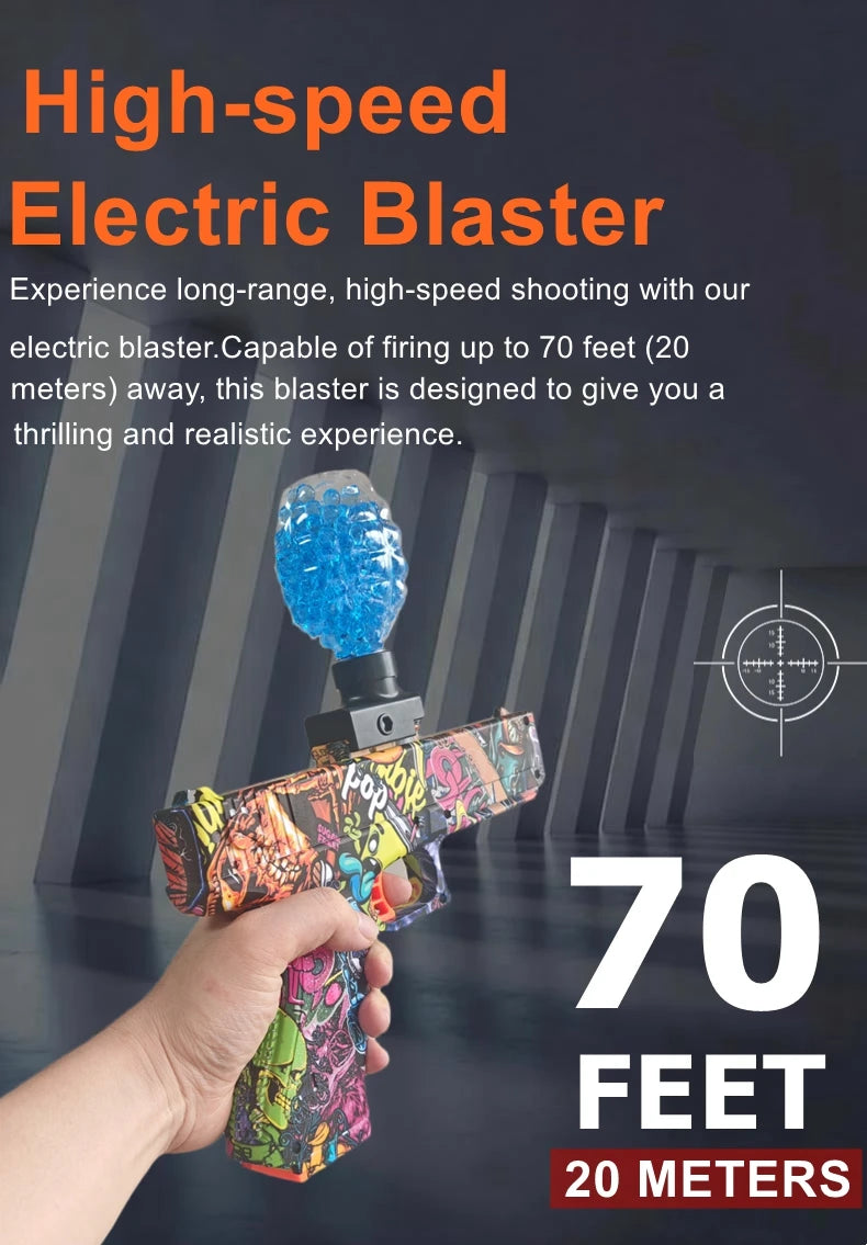 Electric Burst Splatter Blaster Toy Gun Gel Blaster Outdoor Shooting Games Gift for Boy Kids Adults (Bullets Excluded)
