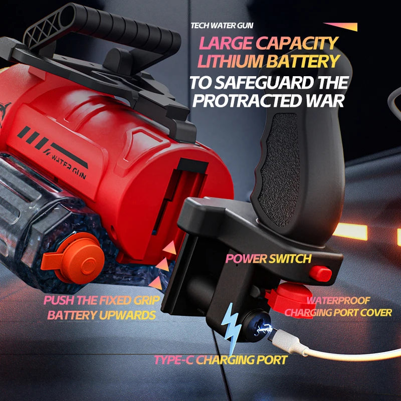 Electric Rotating Water Gun With Bag Double-dazzling Lights Large Capacity Double-nozzle Burst Water Gun Kids Toys Outdoor Game