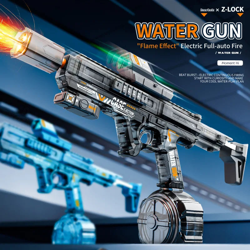Flame Effect Electric Water Guns For Powerful Squirt Automatic Water Suction Water Blasters Summer Outdoor Beach Toy For Gift