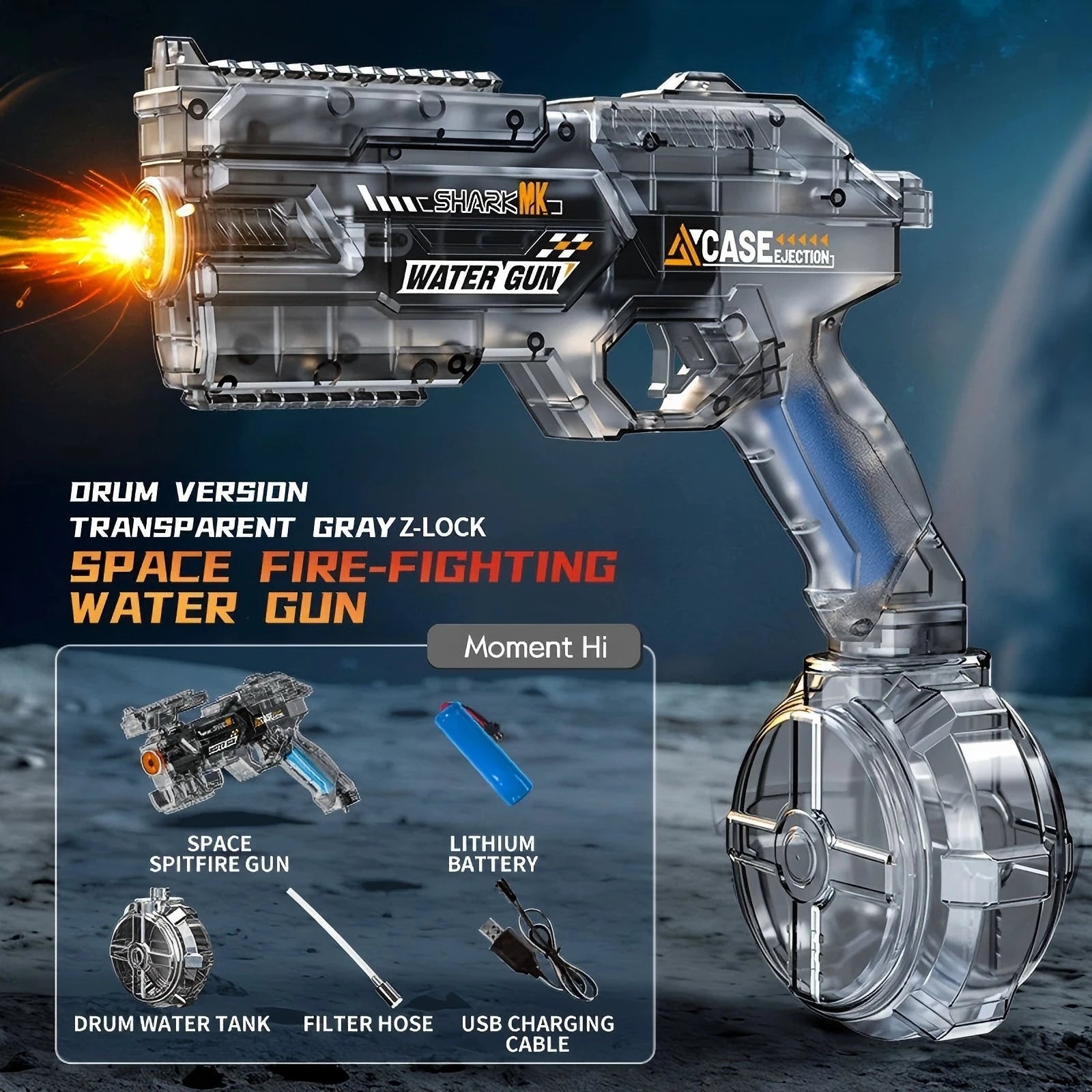 New adult electric water guns with lights, powerful with automatic water, summer outdoor and beach toys, great gifts for kids