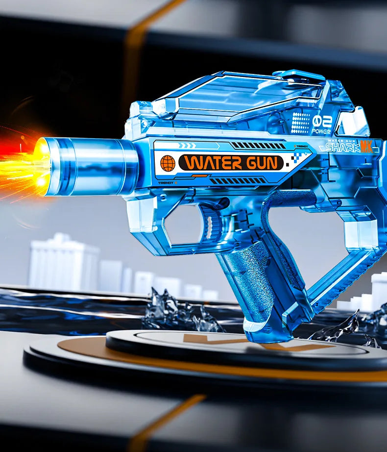 Electric Water Gun Toy Kids Water Squirt Gun with Lights and Sound Automatic Continuous Firing Watergun Beach Pool Outdoor Toy