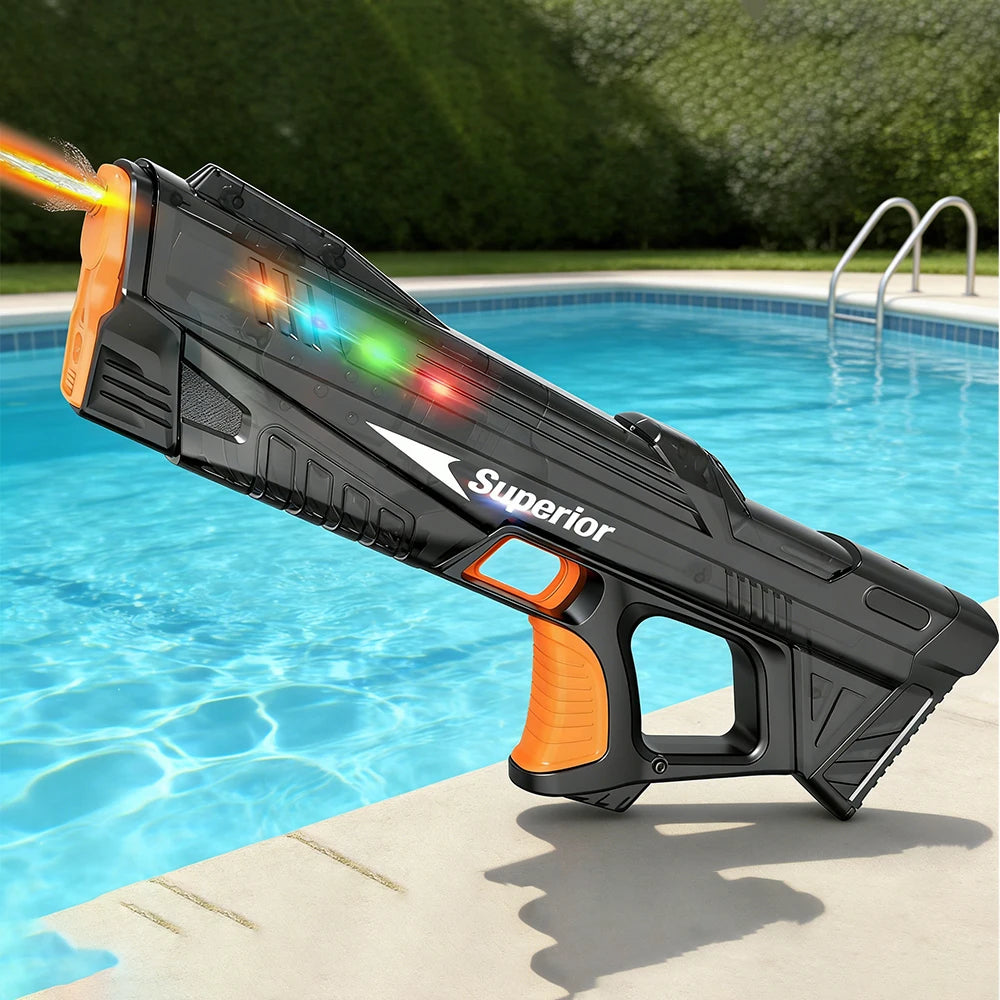 Electric Water Gun for Adults Automatic Squirt Gun with Colorful Light Long Range Auto Water Blaster Summer Outdoor Beach Toy