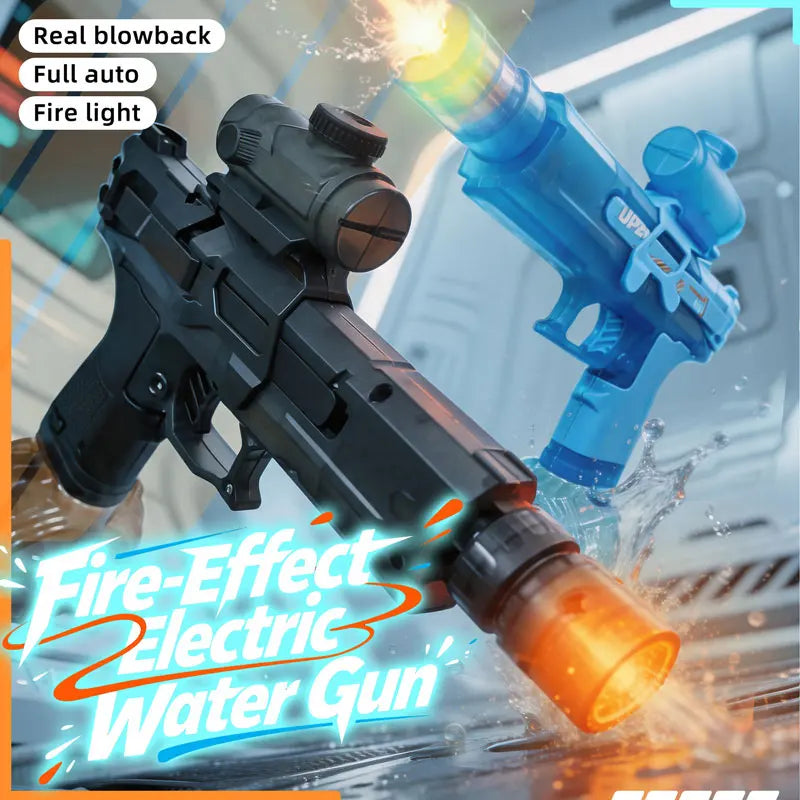Flame Effect Electric Water Gun, Automatic Bursts Water Blaster with Blowback Action, Summer Pool Beach Water Fight Games Toy