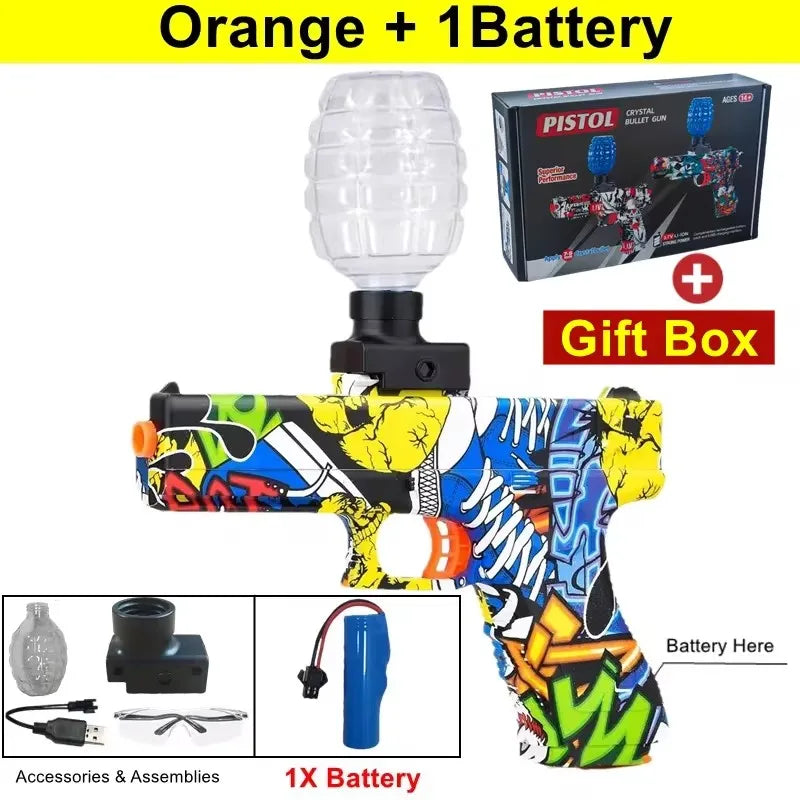 Electric Burst Splatter Blaster Toy Gun Gel Blaster Outdoor Shooting Games Gift for Boy Kids Adults (Bullets Excluded)