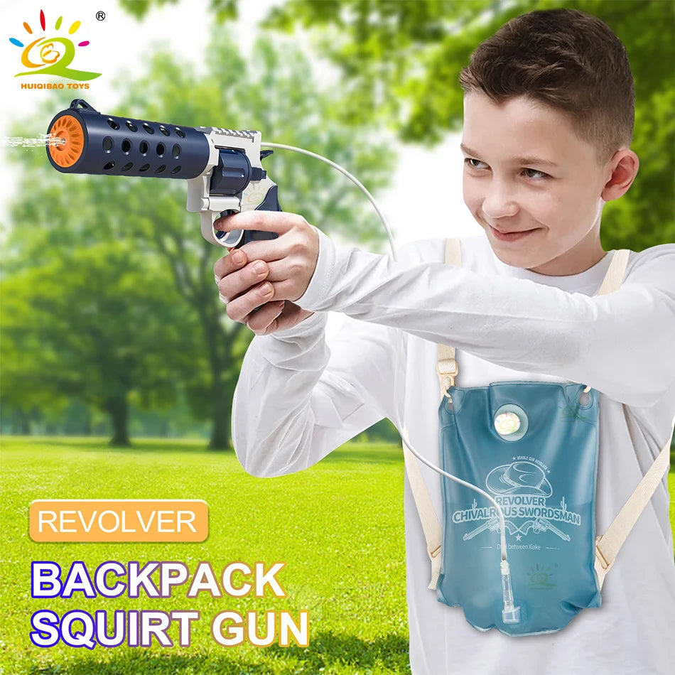 Revolver Electric Automatic Water Gun Backpack Pistol Firing Waters Fight Summer Outdoor Beach Swimming Pool Shooting Game Toys