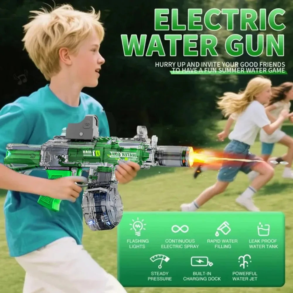 Electric Water Gun Water Blaster High Capacity Long Range Summer Outdoor Beach Water Fight Toy for Kids Boys Birthday Gift