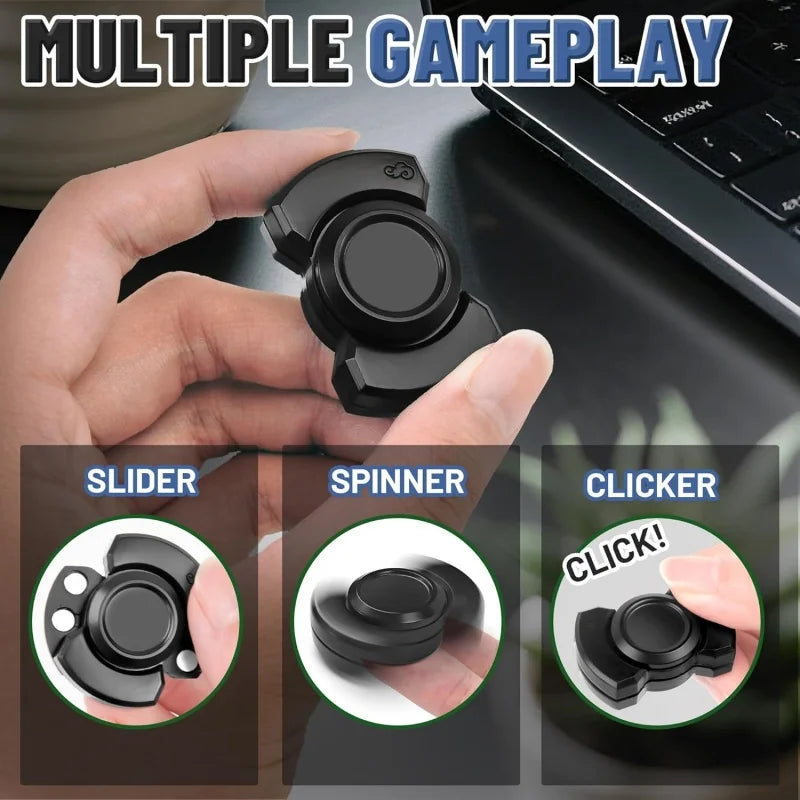 3-in-1 Fidget Spinner Toy for Adults Metal Slider Clicker Spinner Magnetic EDC Gadget Gifts Stress Anxiety Relief ADHD Autism