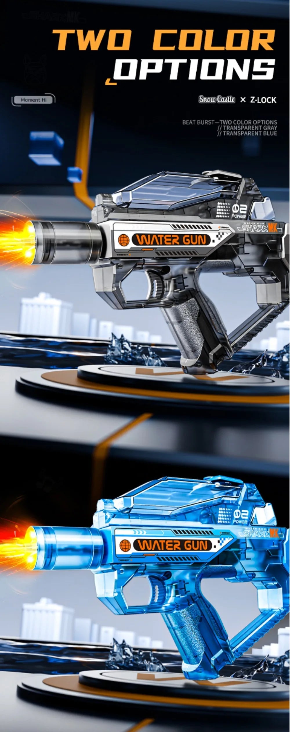 Electric Submachine Water Blaster Full Automatic Continuous Shooting Long Range Design for Summer Water Battles and Pool Fun