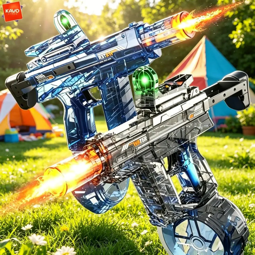 KAVOWORLD Transparent High Pressure Electric Water Blaster High Capacity Rechargeable Water Gun Toy for Kids Beach Pool Party
