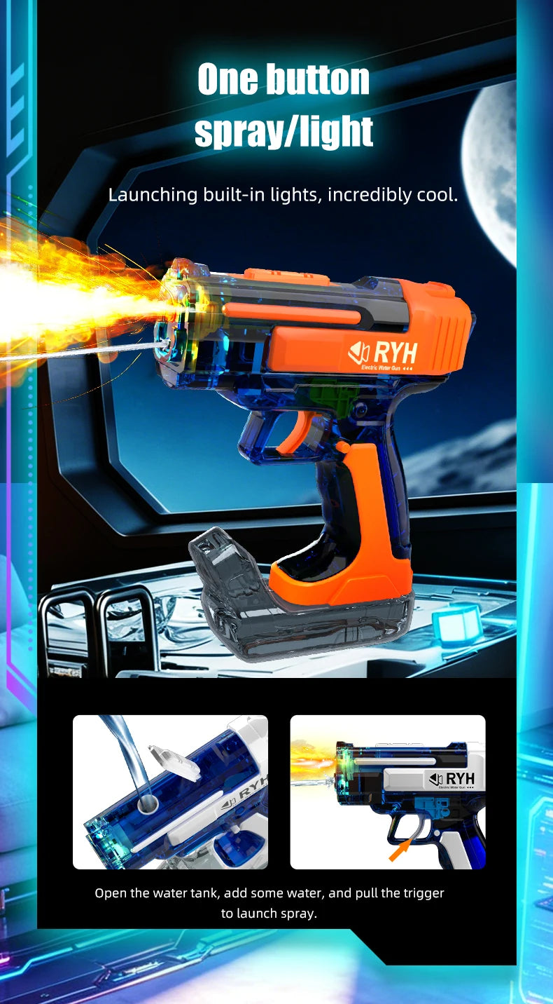 Electric Water Guns for Adults Spray light Powerful  burst  Water Storage Gun Blasters Summer Outdoor Game Toy for Boy girl Kid