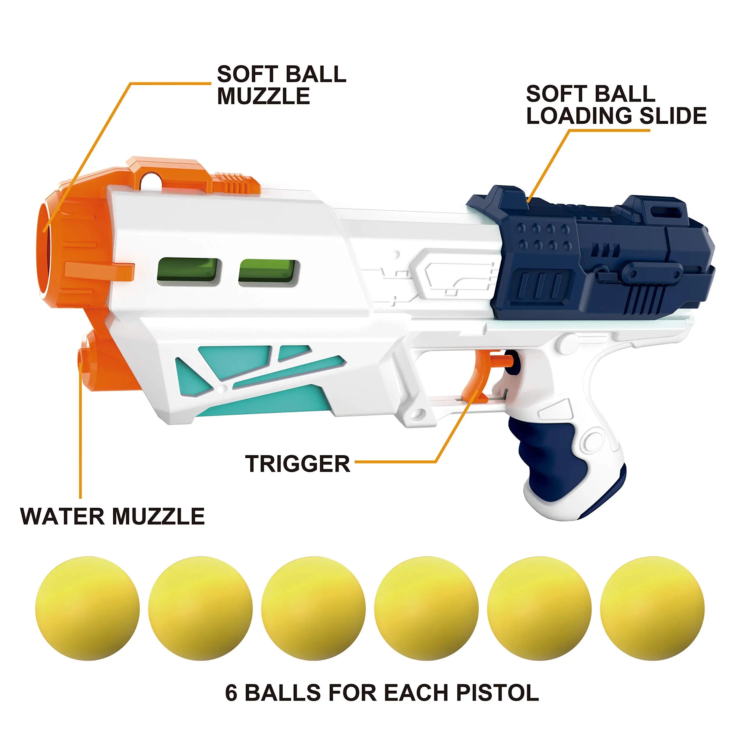 Super Water Gun Blaster Pistol Foam Ball Popper Air Toy Guns with 12 Foam Balls Kids Shooting Game Squirt Guns for Swimming Pool